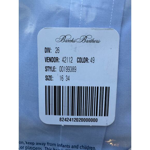 NWT Brooks Brothers Stretch Non-Iron Pinpoint Oxford Ansley Collar Shirt - Picture 6 of 8